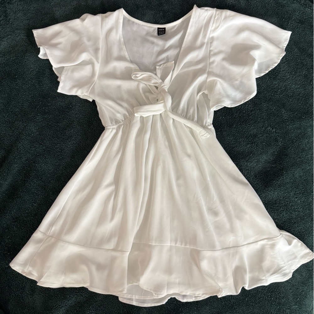 SHEIN White Tie-Front Dress
